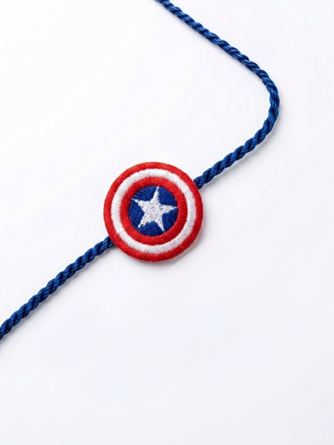 Anouk Stylish Red & Blue Avengers Design Kids Rakhi With Roli Chawal Chandan Mishri
