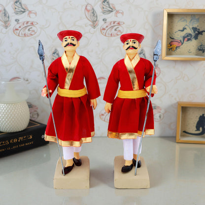 Niharika Collections Handmade Clay Terracotta | MAVALA Soldiers – Set of 2 | Royal Guard Miniature Idols