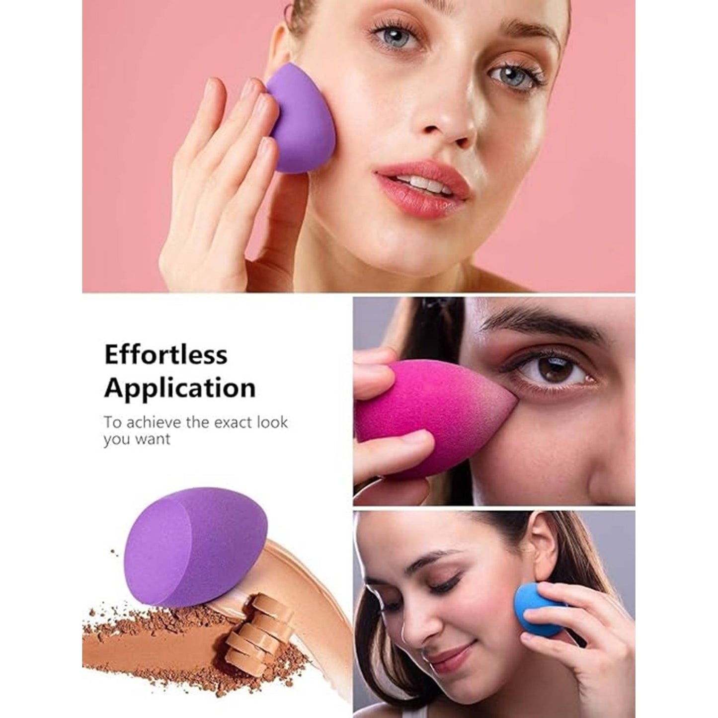 Beautiliss Blender Besties - 7 Makeup Sponges In Jar - 4 Full Size & 3 Mini Puffs For Foundation