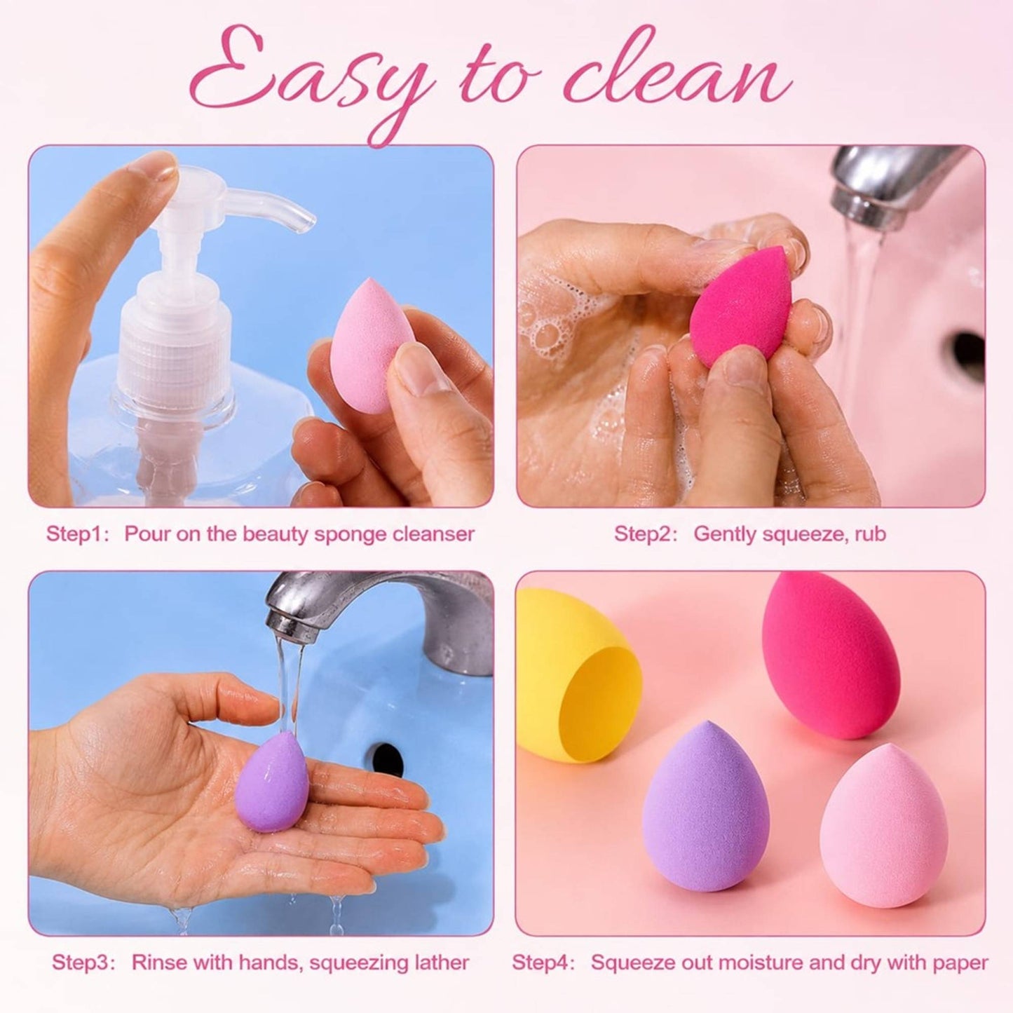Beautiliss Blender Besties - 7 Makeup Sponges In Jar - 4 Full Size & 3 Mini Puffs For Foundation
