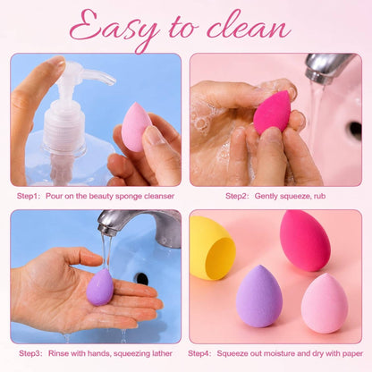 Beautiliss Blender Besties - 7 Makeup Sponges In Jar - 4 Full Size & 3 Mini Puffs For Foundation