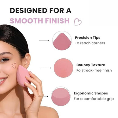 Beautiliss Blender Besties - 7 Makeup Sponges In Jar - 4 Full Size & 3 Mini Puffs For Foundation