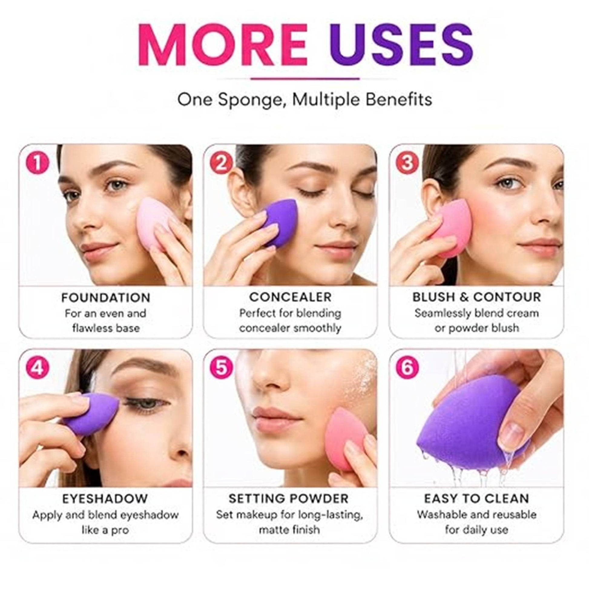 Beautiliss Blender Besties - 7 Makeup Sponges In Jar - 4 Full Size & 3 Mini Puffs For Foundation