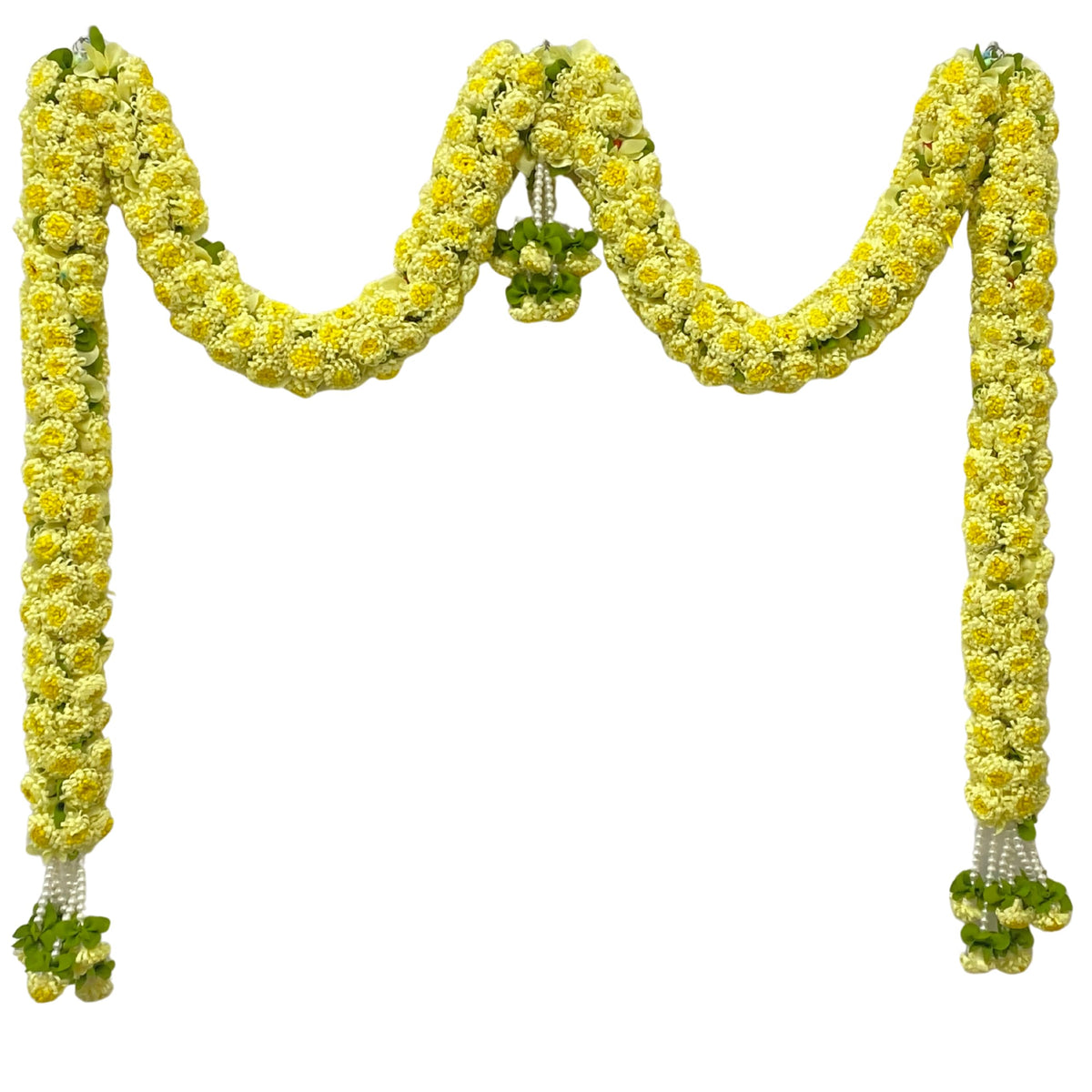 Light Yellow Hanging Artificial Flower Toran for Main Door Entrance, Reusable Thoran for Pooja Mandir, Living Room & Home Décor, Bandarwal for Festival Decoration (56x33 inch)