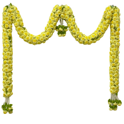 Light Yellow Hanging Artificial Flower Toran for Main Door Entrance, Reusable Thoran for Pooja Mandir, Living Room & Home Décor, Bandarwal for Festival Decoration (56x33 inch)