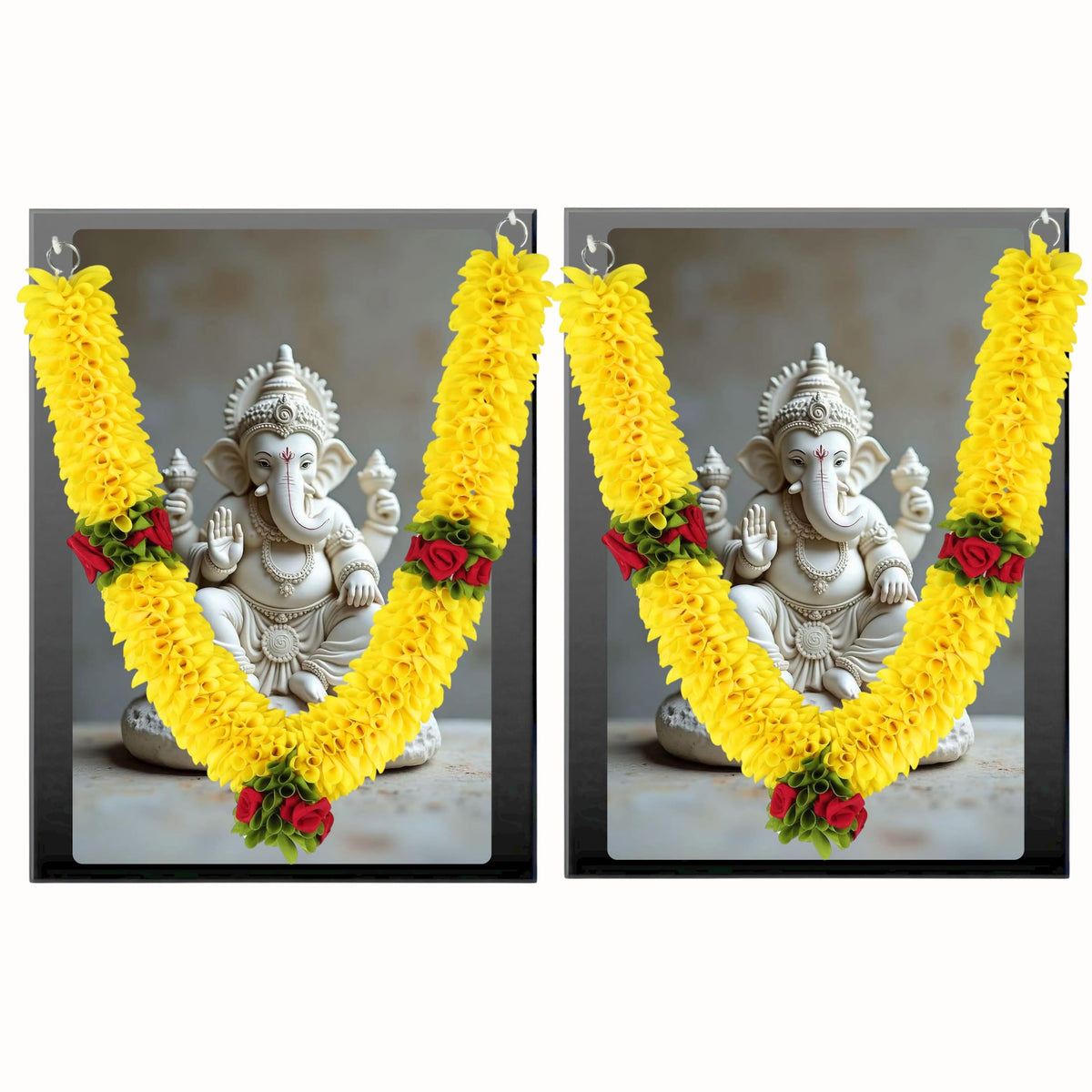 Handcrafted Artificial Flower Garland, 20 Inches Garland for Photo Frame, God Idol, Home Dcor, Ugadi, Sankranti, Varalakshmi, Diwali, Rakhi & Wedding (Pack of 2)