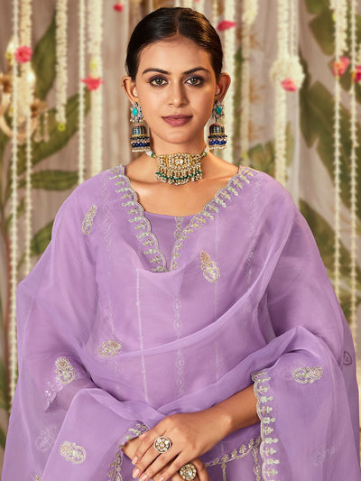 Indyancart IE Women Ethnic Motifs Embroidered Regular Thread Work Kurta with Trousers & With Dupatta