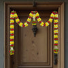 Yellow & Red Hanging Artificial Flower Toran for Main Door Entrance, Reusable Thoran for Pooja Mandir, Living Room & Home Décor, Bandarwal for Festival Decoration (56x33 inch)