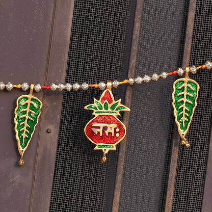 Handmade Indian Toran with Shri Ganesh and Subh Labh Design for Doorway Decoration