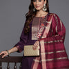 Indyancart IE Women Ethnic Motifs Yoke Design Zari Pure Cotton Kurta with Trousers & Dupatta
