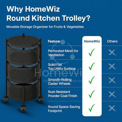HomeWiz Round Kitchen Rack 3- Layer