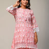 Indyancart IE Embroidered Mandarin Collar Pure Cotton Tunic With Trouser