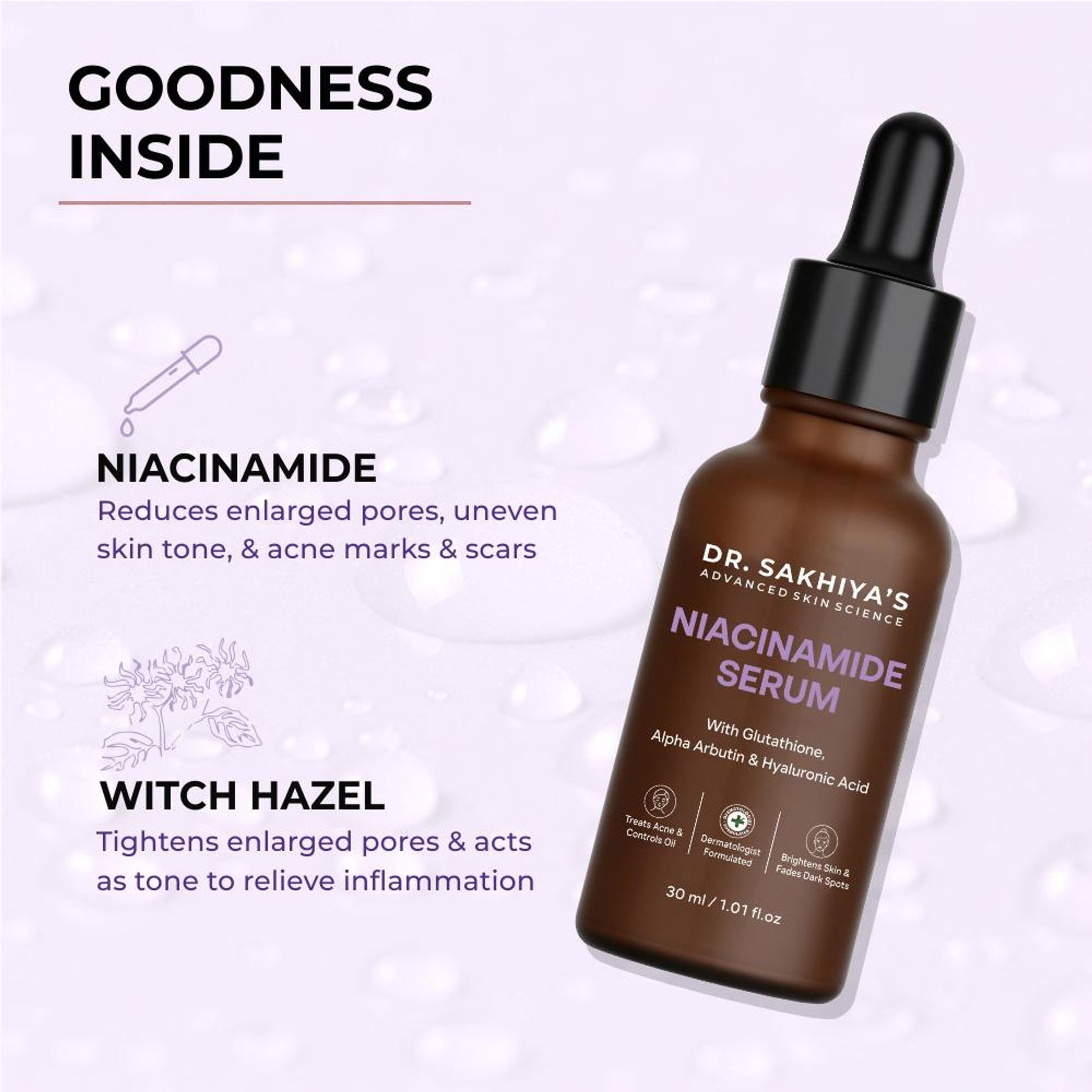 Dr. Sakhiya 10% Niacinamide Face Serum Reduces Blemishes, Acne Marks & Pore Appearance