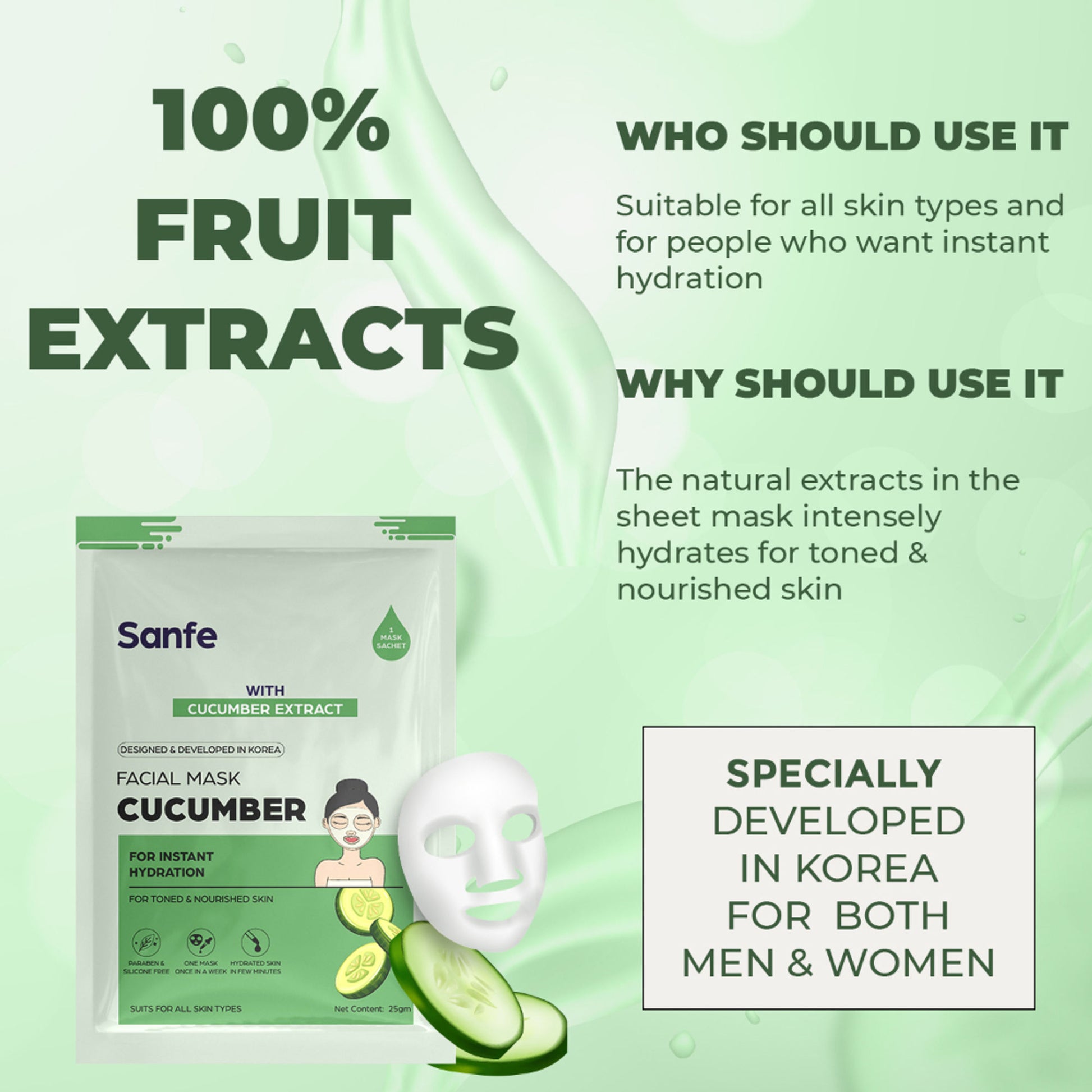 Sanfe Instant Hydration Cucumber Facial Mask
