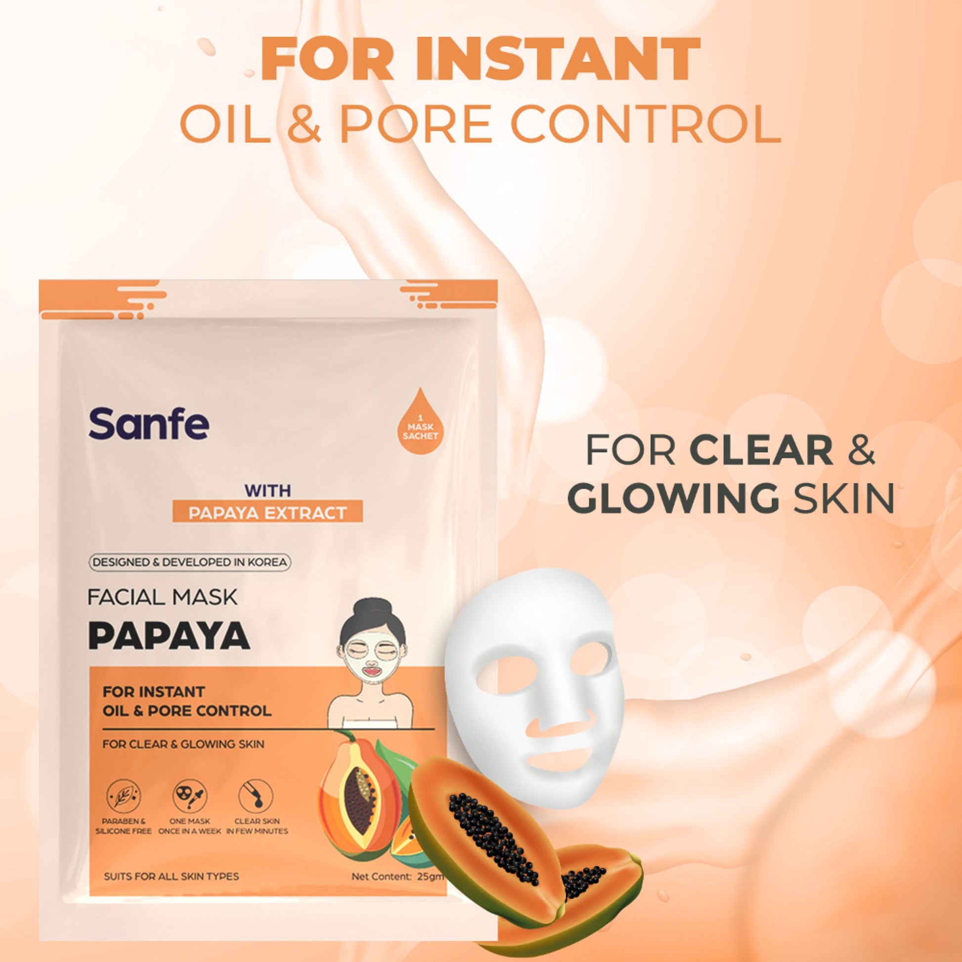 Sanfe Instant Oil Control Papaya Facial Mask