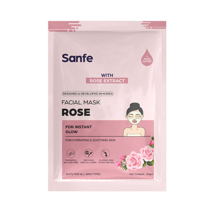Sanfe Instant Glow Rose Facial Mask, 100% Fruit Extracts, Korean Mask