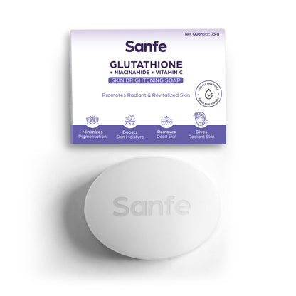 Sanfe Glutathione+Niacinamide+Vitamin C Brightening Soap | For hydration, pigmentation, 75gm