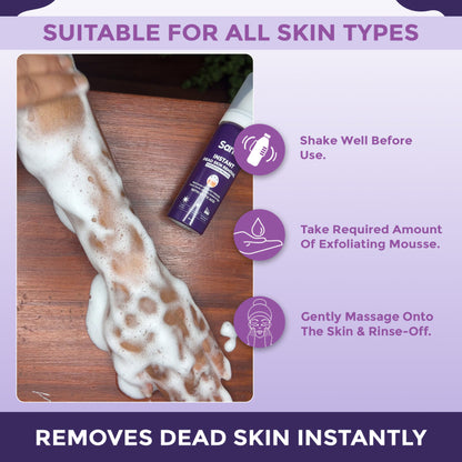 Sanfe Instant Dead Skin Removal Exfoliating Mousse | Visibly Removes Tan, Exfoliates - 60 ml