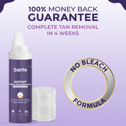 Sanfe Instant Dead Skin Removal Exfoliating Mousse | Visibly Removes Tan, Exfoliates - 60 ml