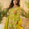 Indyancart IE Women Floral Printed Beads &Stones Pure Cotton Kurta with Trousers & With Dupatta