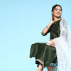 Dhiyona IE Women Green Embroidered Regular Sequinned Liva Kurta with Palazzos & With Dupatta