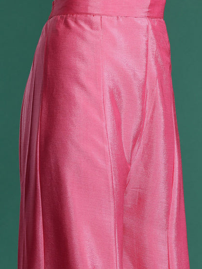 Indyancart IE Ethnic Motifs Embroidered Panelled Sequinned Kurta With Palazzos & Dupatta