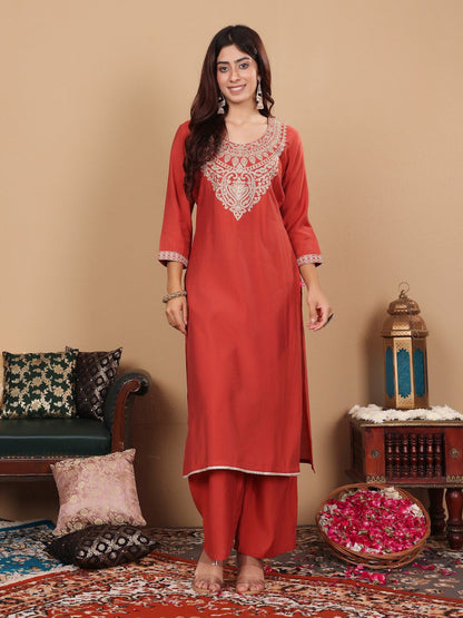 Indyancart VA Women Embroidered Regular Kurta with Palazzos & With Dupatta