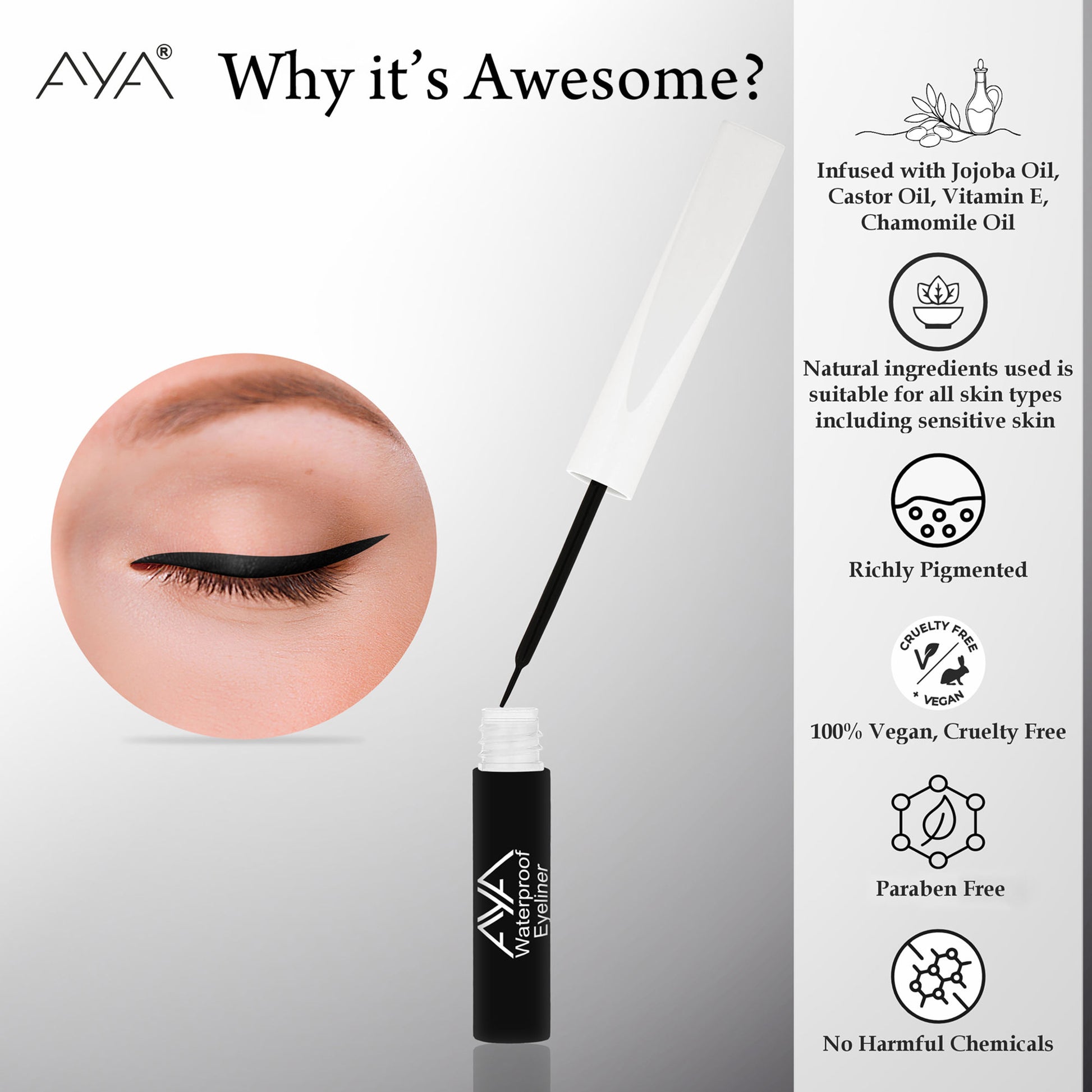 AYA Waterproof Pop Eyeliner - Kohl Black