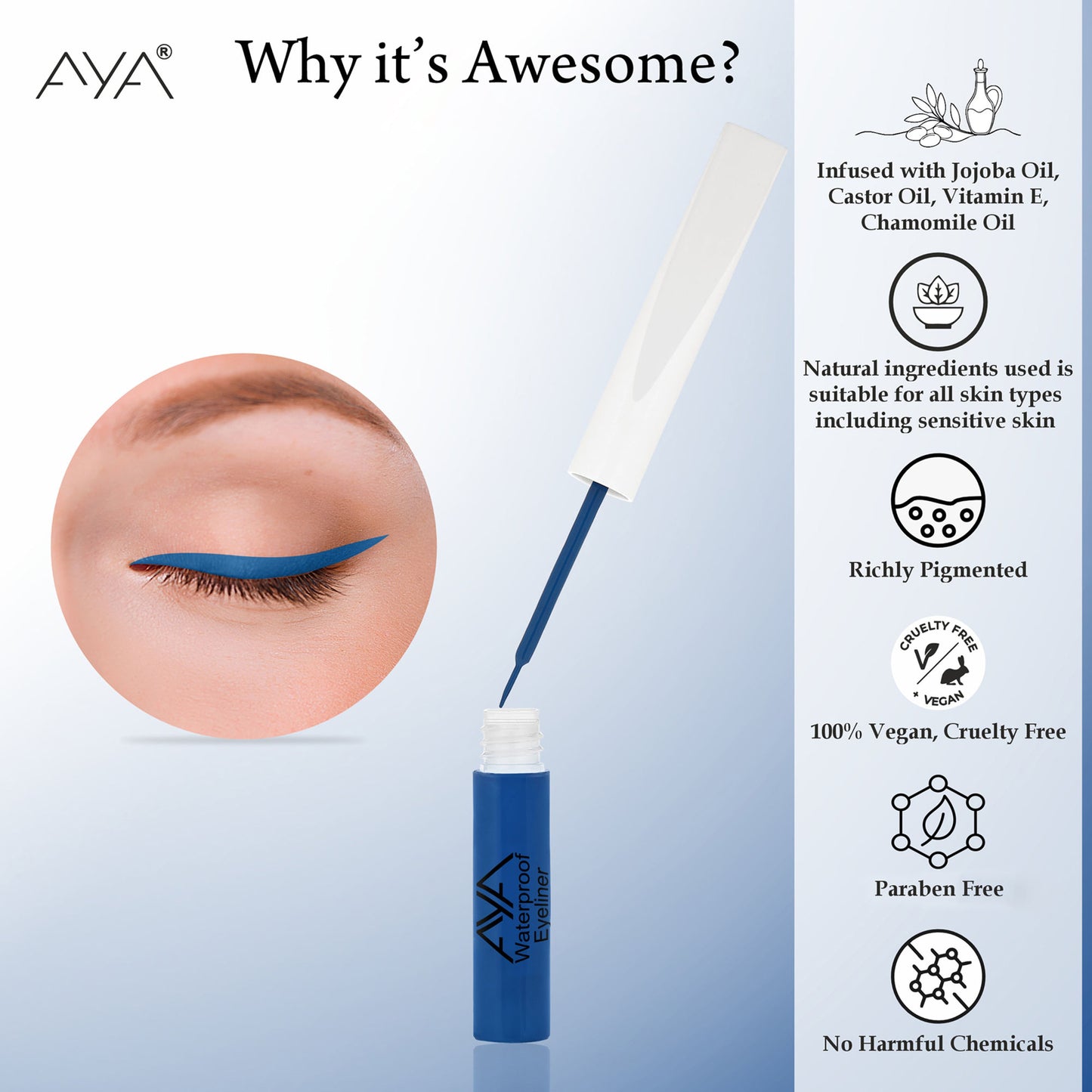AYA Waterproof Pop Eyeliner - Denim Blue