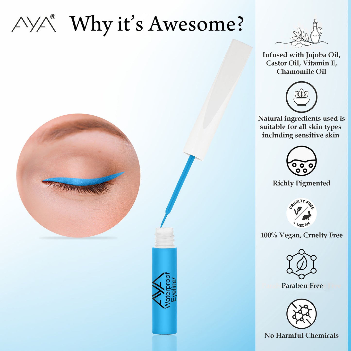 AYA Waterproof Pop Eyeliner - Pastel Blue