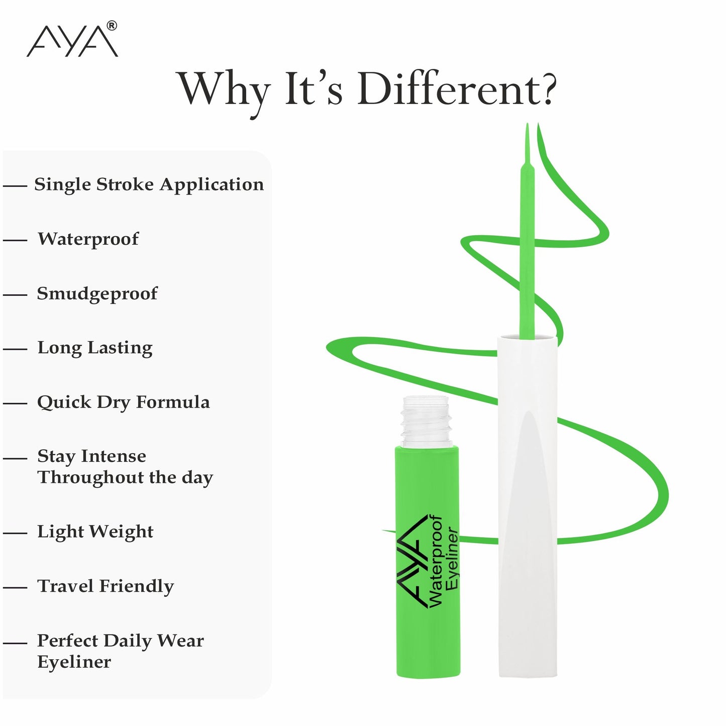 AYA Waterproof Pop Eyeliner - Neon Green