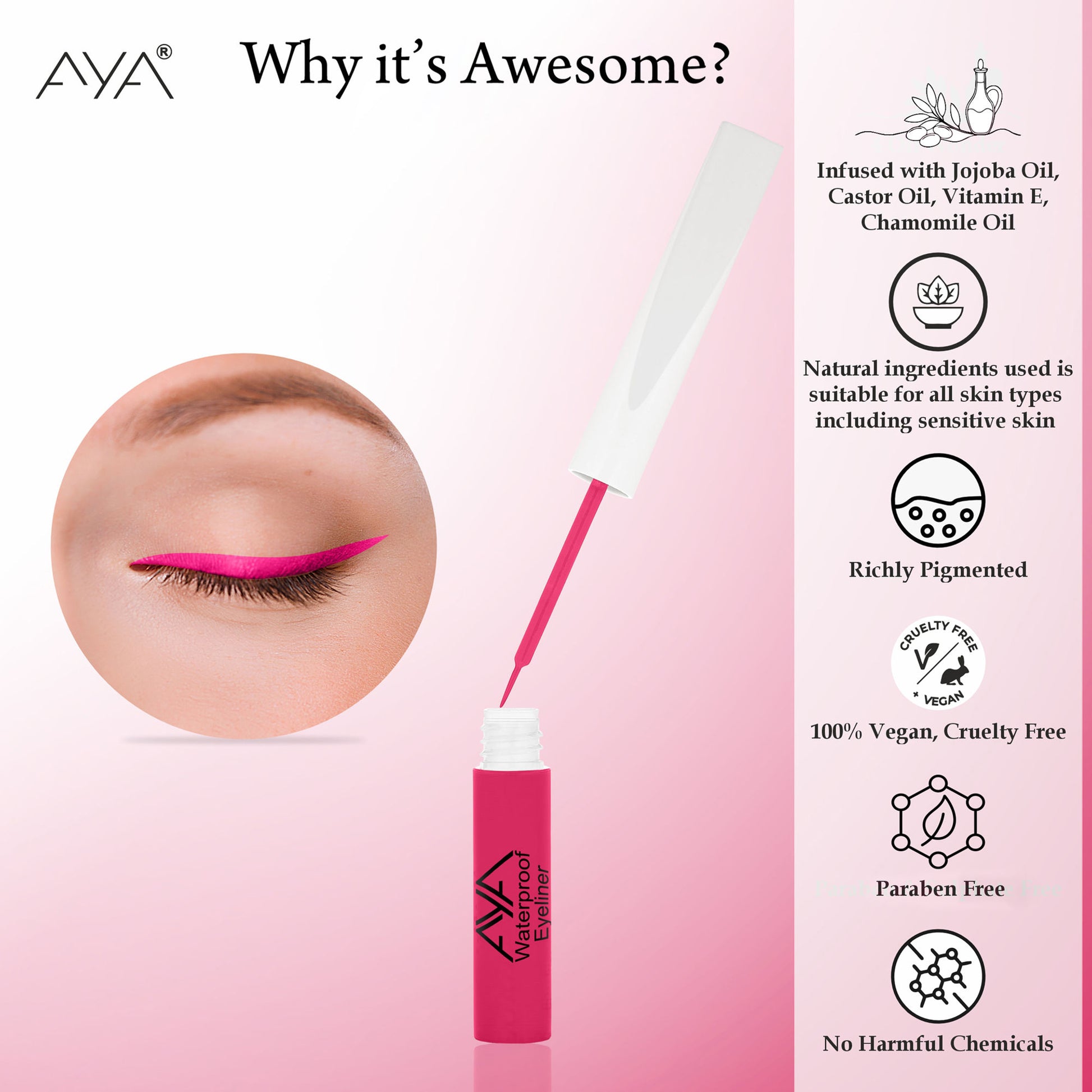 AYA Waterproof Pop Eyeliner - Lotus Pink
