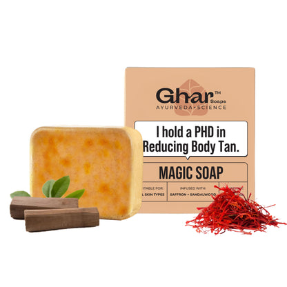Ghar Soaps Magic Soap | For reducing tan | With Saffron and Sandalwood | All skin types - Pack of 1
