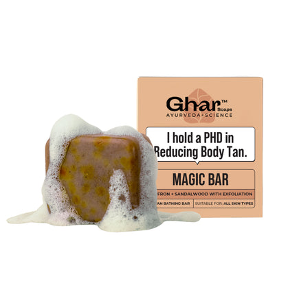 Ghar Soaps Magic Soap | For reducing tan | With Saffron and Sandalwood | All skin types - Pack of 1