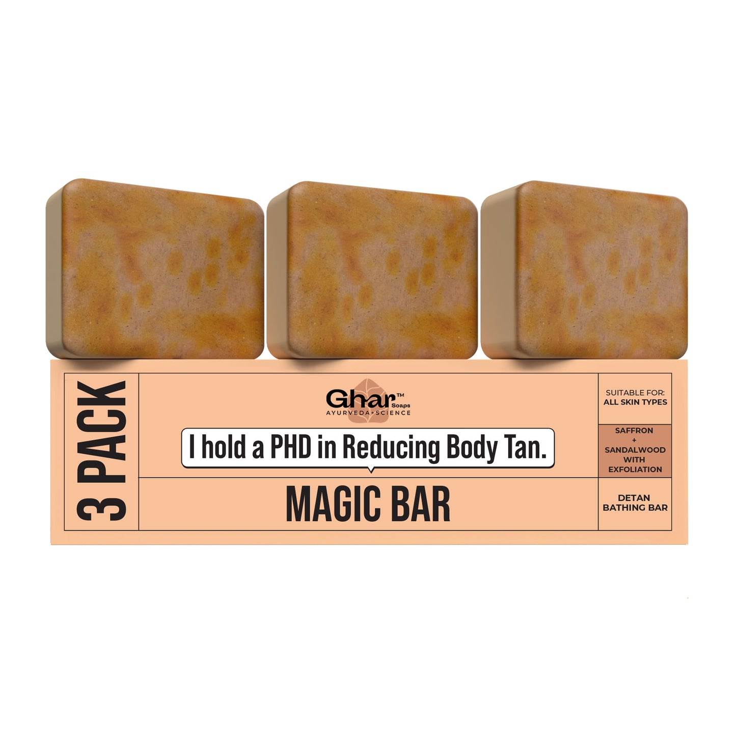 Ghar Soaps Magic Soap | For reducing tan | With Saffron and Sandalwood | All skin types - Pack of 3