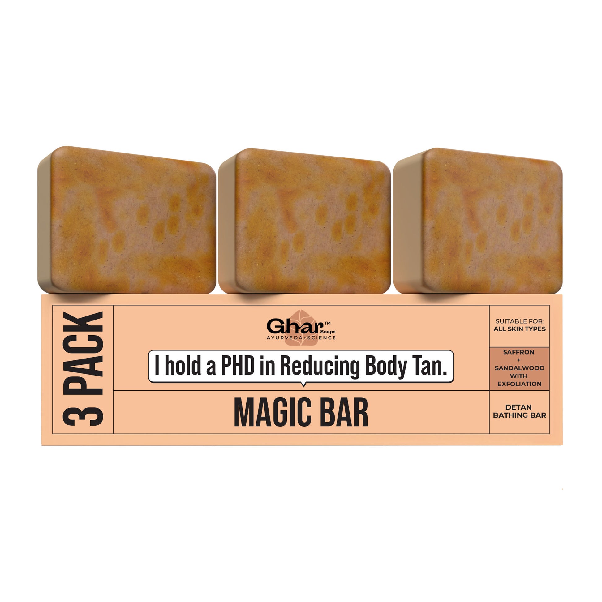 Ghar Soaps Magic Soap | For reducing tan | With Saffron and Sandalwood | All skin types - Pack of 3