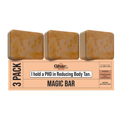 Ghar Soaps Magic Soap | For reducing tan | With Saffron and Sandalwood | All skin types - Pack of 3