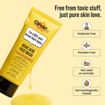 Ghar Soaps Kojic Face Wash for all skin types, reducing dark spots and uneven skin tone, in a single pack.