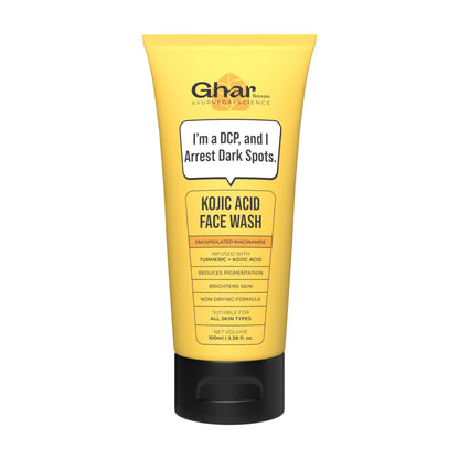 Ghar Soaps Kojic Face Wash for all skin types, reducing dark spots and uneven skin tone, in a 1-pack bottle.