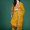 Indyancart IE Women Ethnic Motifs Embroidered Gotta Patti Kurta with Trousers & Dupatta