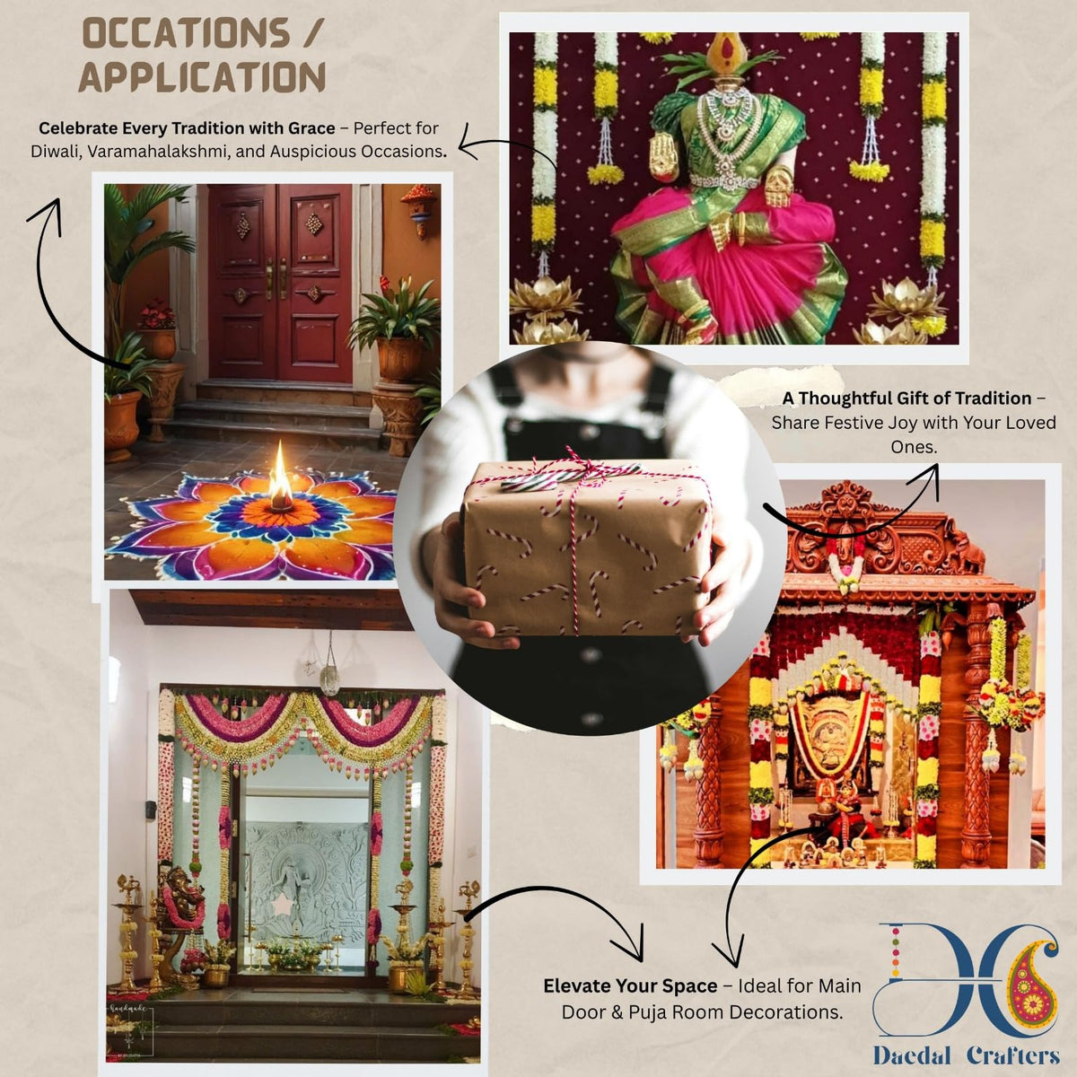 Yellow & Red Hanging Artificial Flower Toran for Main Door Entrance, Reusable Thoran for Pooja Mandir, Living Room & Home Décor, Bandarwal for Festival Decoration (56x33 inch)