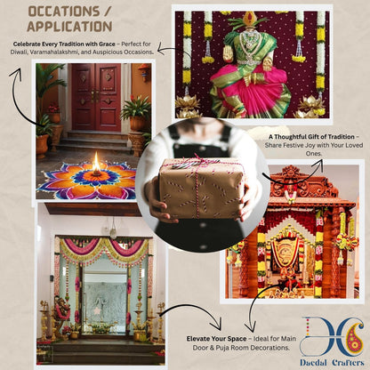 Yellow & Red Hanging Artificial Flower Toran for Main Door Entrance, Reusable Thoran for Pooja Mandir, Living Room & Home Décor, Bandarwal for Festival Decoration (56x33 inch)