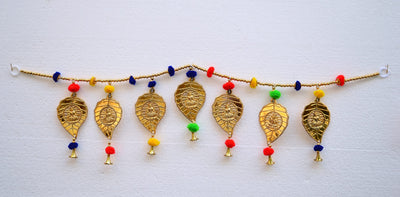 Laxmi Ganesha Toran, Pom Pom Toranam, Multicolor Beads Hanging Bandarwal for Main Entrance Door Pooja Room Wall Home Decoration Latest Traditional Design (Type 2)