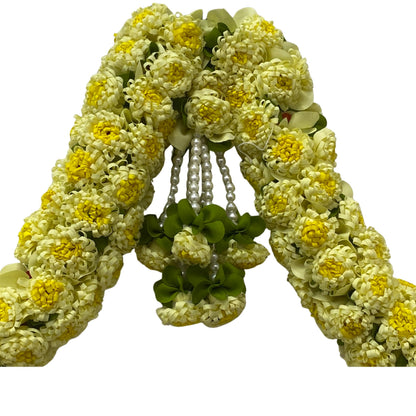 Light Yellow Hanging Artificial Flower Toran for Main Door Entrance, Reusable Thoran for Pooja Mandir, Living Room & Home Décor, Bandarwal for Festival Decoration (56x33 inch)