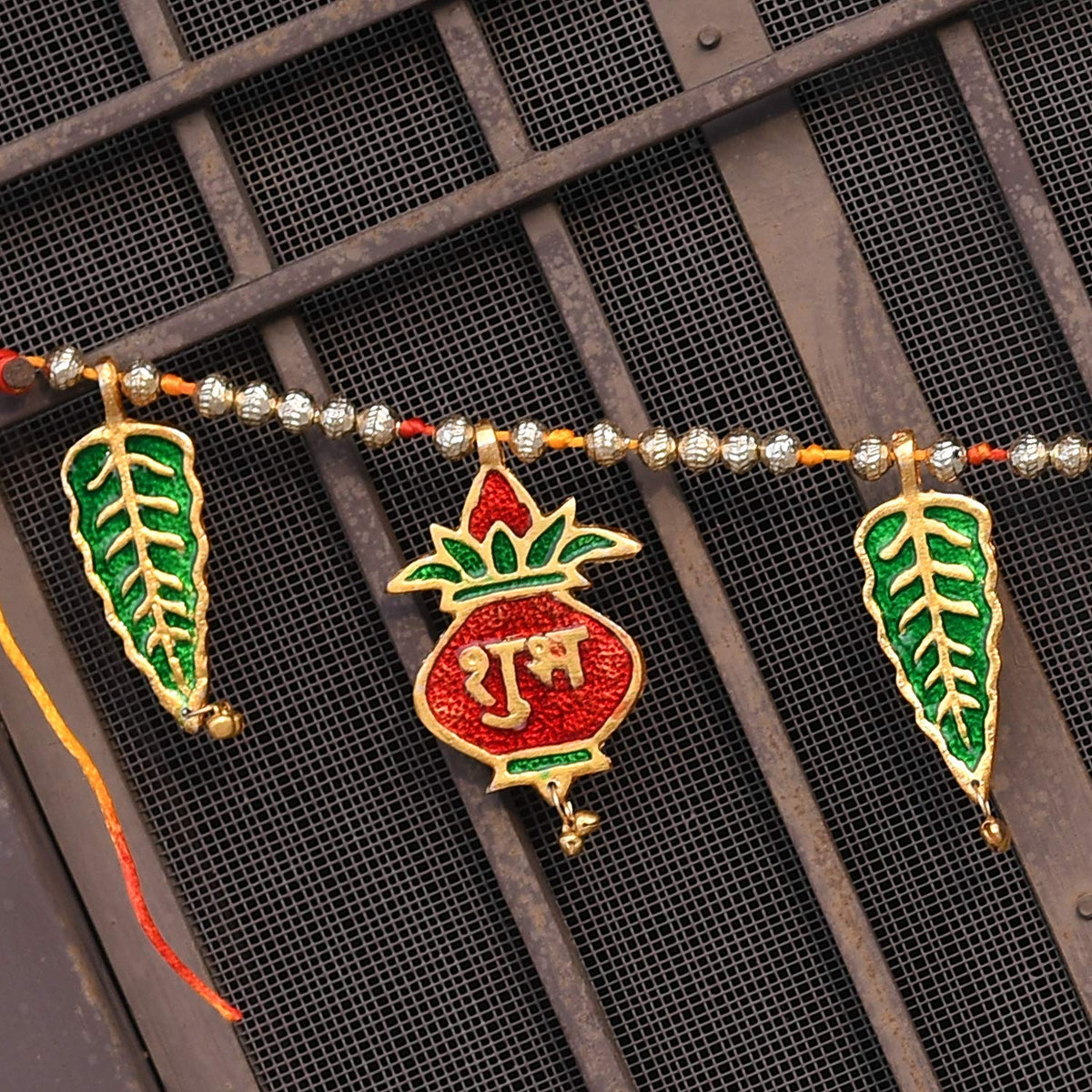 Handmade Indian Toran with Shri Ganesh and Subh Labh Design for Doorway Decoration