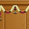 Artificial Flower Door Toran for Main Door Decoration, Golden Yellow & Maroon Floral Hanging Bandarwal for Home, Mandir, Wedding, Festival & Pooja Décor