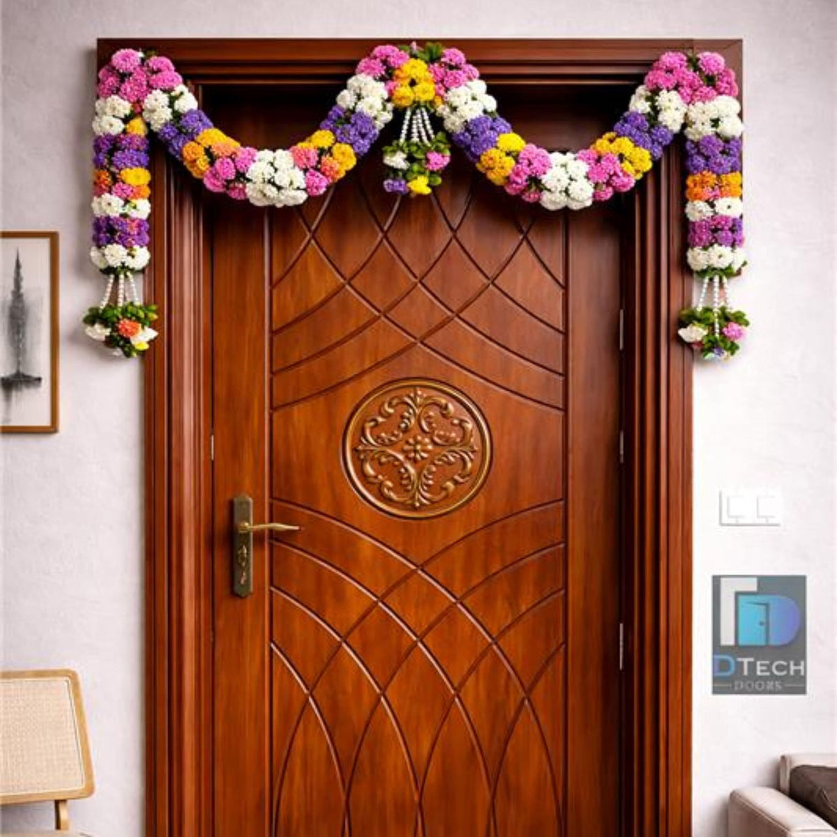 Multi-Colour Hanging Artificial Flower Toran for Main Door Entrance, Reusable Thoran for Pooja Mandir, Living Room & Home Décor, Bandarwal for Festival Decoration (48x22 inch)