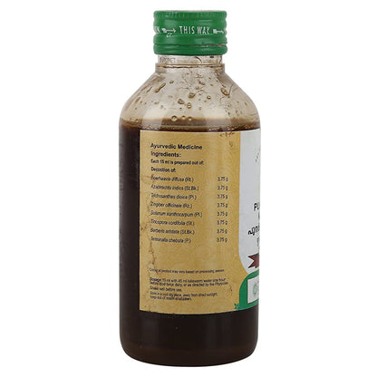 Vaidyaratnam Punarnavadi Kashayam Ayurvedic syrup bottle with label, used for wellness and herbal health remedies.