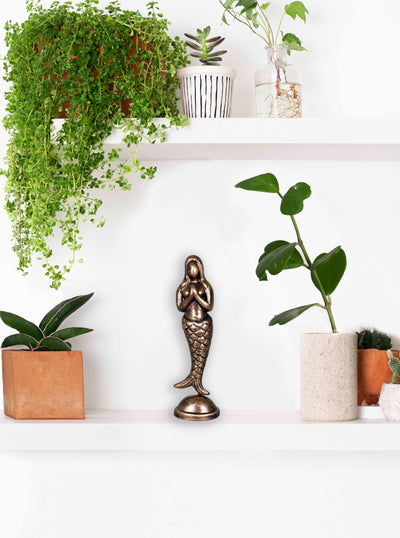 Niharika Collections Handmade Clay Terracotta Abstract Sculpture Matsya Kanya Idol for Gifts and Décor (Metallic Golden)