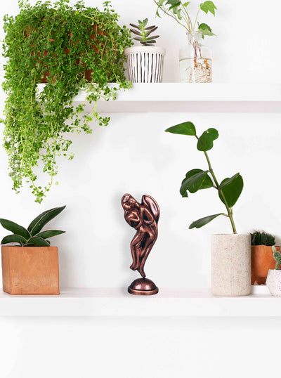 Niharika Collections Handmade Clay Terracotta Abstract Sculpture Love Angels Couple Idol for Gifts and Décor (Metallic Bronze)